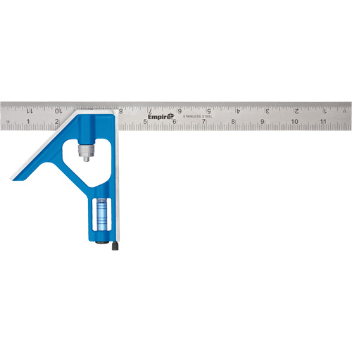 True Blue&reg; Combination Square, 12" L, 1/16" Graduations, Steel, Plain Distribution Jean Lapalme