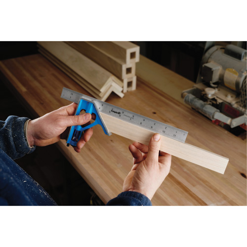 True Blue&reg; Combination Square, 12" L, 1/16" Graduations, Steel, Plain Distribution Jean Lapalme
