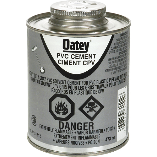 PVC Heavy-Duty Cement, 473 ml, Brush-Top Can, Grey Distribution Jean Lapalme