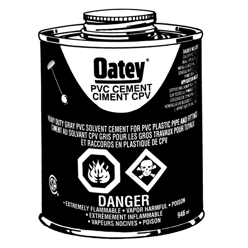 PVC Heavy-Duty Cement, 946 ml, Brush-Top Can, Grey Distribution Jean Lapalme