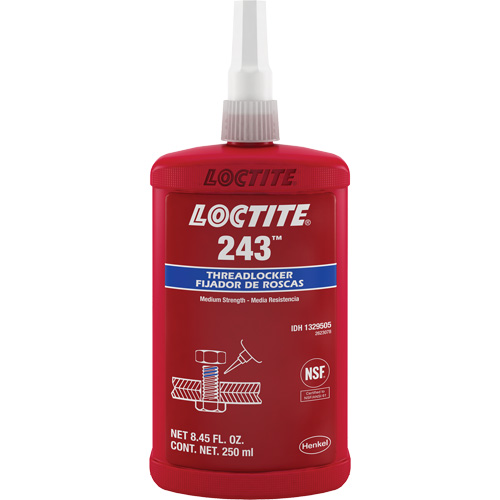 Compos&eacute; de blocage 243 tol&eacute;rant &agrave; l'huile, Bleu, Moyen, 250 ml, Bouteille Distribution Jean Lapalme