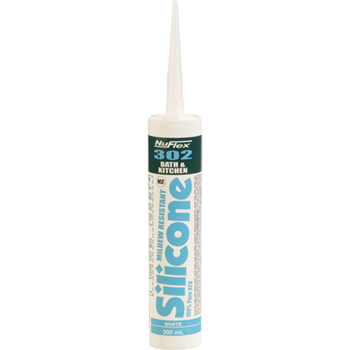 NuFlex&reg; 302 Bath And Kitchen Silicone Sealant, 300 ml, Cartridge, Clear Distribution Jean Lapalme