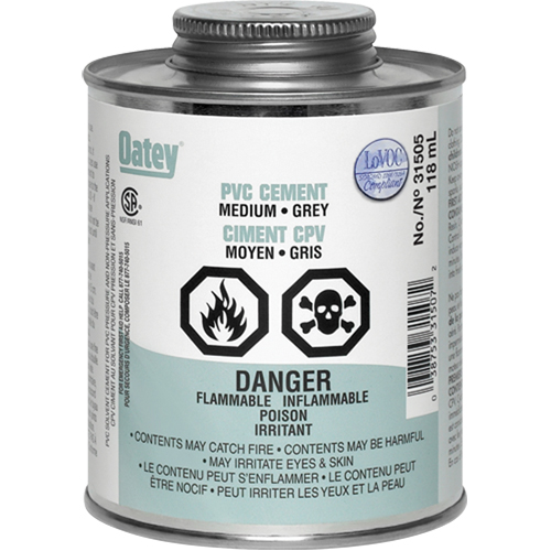 PVC Cement, 0.250 lbs, Brush-Top Can, Grey Distribution Jean Lapalme