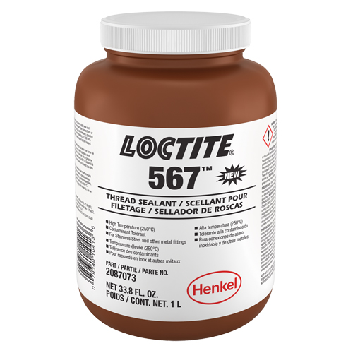 567 High Temperature Thread Sealant, Bottle, 1 L, -53.88° C - 204° C/-65° F - 400° F Distribution Jean Lapalme