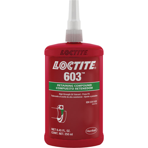 Compos&eacute; de retenue Loctite 603, 250 ml, Bouteille, Vert Distribution Jean Lapalme