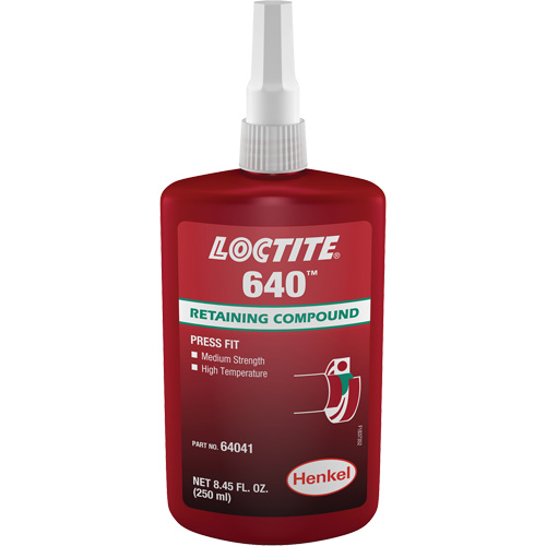 Loctite&reg; 640 Retaining Compound, 250 ml, Bottle, Green Distribution Jean Lapalme