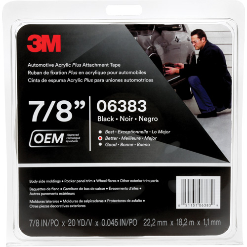 3M Automotive Acrylic Tape, 18 M (60') L x 22 mm (7/8") W, 45 mils, Acrylic Distribution Jean Lapalme
