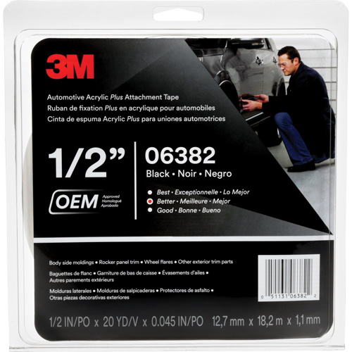 3M Automotive Acrylic Tape, 18 M (60') L x 12.7 mm (1/2") W, 45 mils, Acrylic Distribution Jean Lapalme