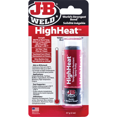 Colle &eacute;poxyde r&eacute;sistant aux temp&eacute;ratures &eacute;lev&eacute;es HighHeat, 2 oz, B&acirc;ton, Gris Distribution Jean Lapalme