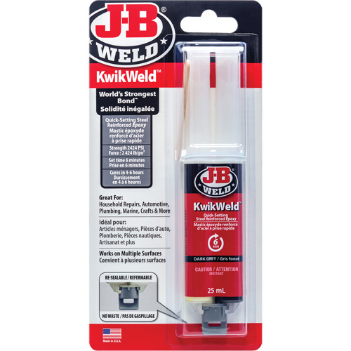Adh&eacute;sif KwikWeld, 25 ml, Seringue, Deux composants, Gris Distribution Jean Lapalme
