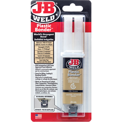Plastic Bonder Adhesive, 25 ml, Syringe, Two-Part, Tan Distribution Jean Lapalme
