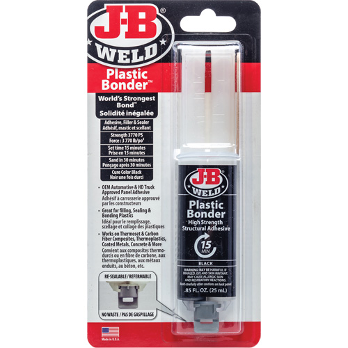 Plastic Bonder Adhesive, 25 ml, Syringe, Two-Part, Black Distribution Jean Lapalme