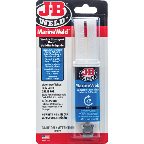 MarineWeld Adhesive, 25 ml, Syringe, Two-Part, White Distribution Jean Lapalme