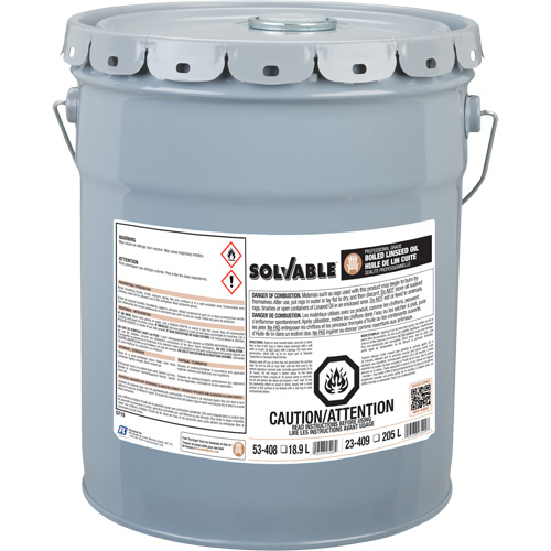 Huile de lin bouillie, Seau, 18,9 L Volume net Distribution Jean Lapalme