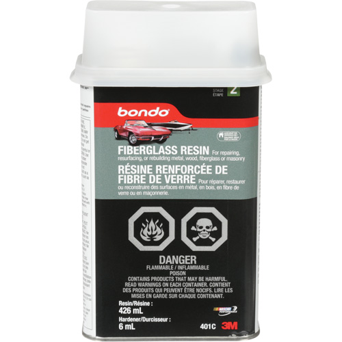 R&eacute;sine de fibre de verre Bondo, Deux composants, 15 oz, Bidon rectangulaire Distribution Jean Lapalme