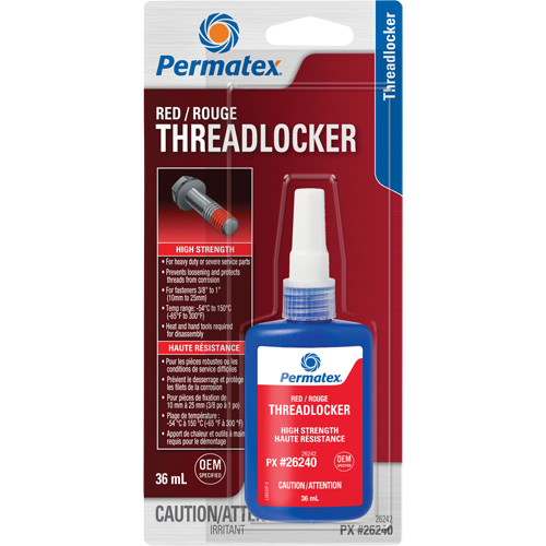 Permanent Strength Threadlocker, Red, High, 36 ml, Bottle Distribution Jean Lapalme