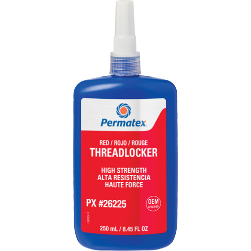 Permanent Strength Threadlocker, Red, High, 250 ml, Bottle Distribution Jean Lapalme