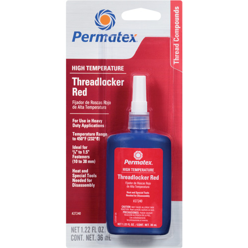 High Temperature Threadlocker, Red, High, 36 ml, Bottle Distribution Jean Lapalme