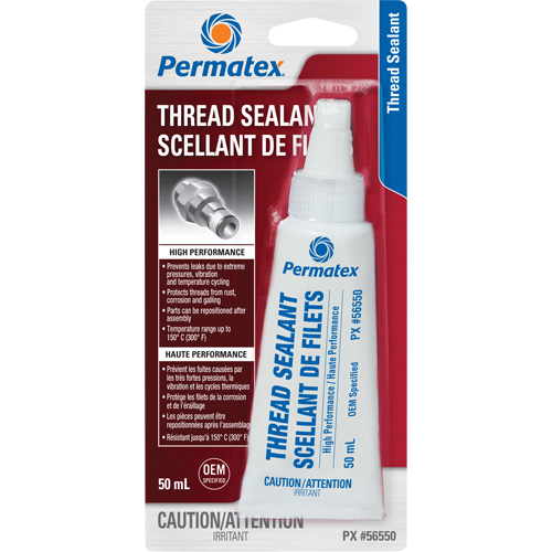 Scellant pour filetage haute performances, Tube, 50 ml, -54° C - 149° C/-65° F - 300° F Distribution Jean Lapalme