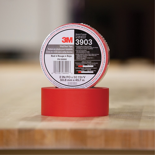 3903 Vinyl Duct Tape, 48 mm (2") W x 46 m (151') L, 6.5 mils, Red Distribution Jean Lapalme