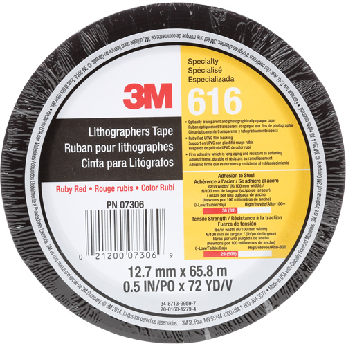 Lithographers Tape 616, 12.7 mm (1/2") x 66 m (216'), Red Distribution Jean Lapalme