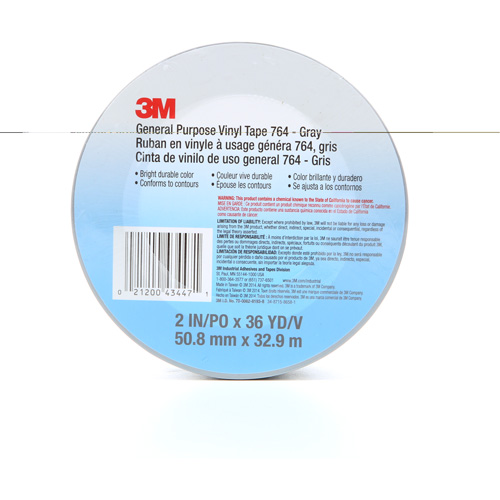 764 General-Purpose Vinyl Tape, 50.8 mm (2") W x 32.9 m (108') L, 5 mils, Grey Distribution Jean Lapalme