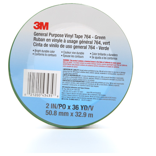 764 General-Purpose Vinyl Tape, 50.8 mm (2") W x 32.9 m (108') L, 5 mils, Green Distribution Jean Lapalme
