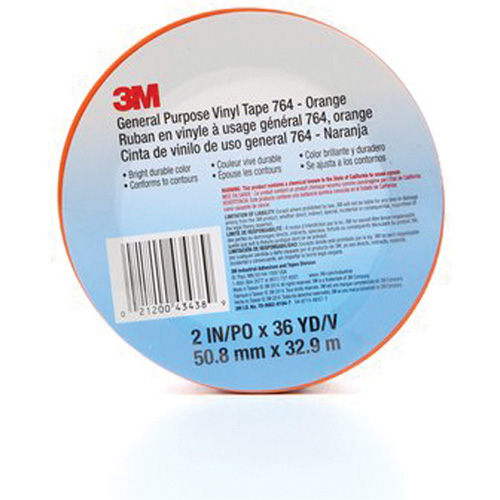 764 General-Purpose Vinyl Tape, 50.8 mm (2") W x 32.9 m (108') L, 5 mils, Orange Distribution Jean Lapalme