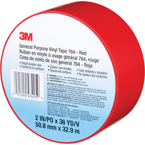 764 General-Purpose Vinyl Tape, 50.8 mm (2") W x 32.9 m (108') L, 5 mils, Red Distribution Jean Lapalme