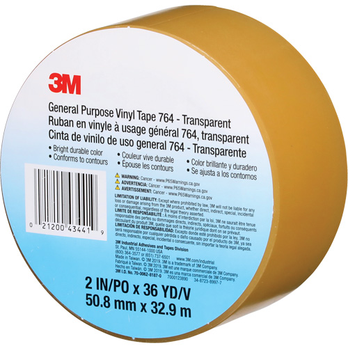 764 General-Purpose Vinyl Tape, 50.8 mm (2") W x 32.9 m (108') L, 5 mils, Clear Distribution Jean Lapalme