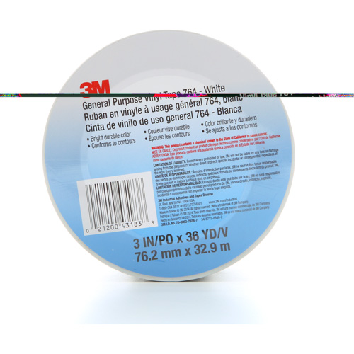 764 General-Purpose Vinyl Tape, 76 mm (3") W x 32.9 m (108') L, 5 mils, White Distribution Jean Lapalme