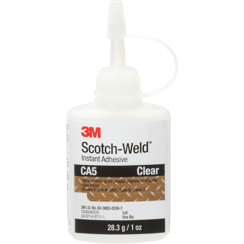 Adh&eacute;sif instantan&eacute; CA5 Scotch-Weld, Transparent, Bouteille, 1 oz Distribution Jean Lapalme