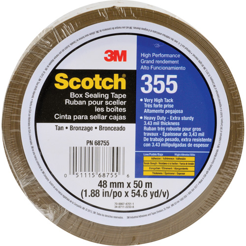 Scotch&reg; Box Sealing Tape 355, Hot Melt Adhesive, 3.15 mils, 48 mm (2") x 50 m (164') Distribution Jean Lapalme