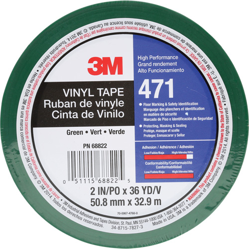 Ruban en vinyle 471, 50,8 mm (2") la x 32,9 m (108') lo, 5,2 mils, Vert Distribution Jean Lapalme