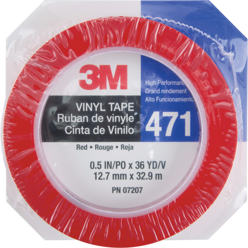 471 Vinyl Tape, 12 mm (1/2") W x 32.9 m (108') L, 5.3 mils, Red Distribution Jean Lapalme