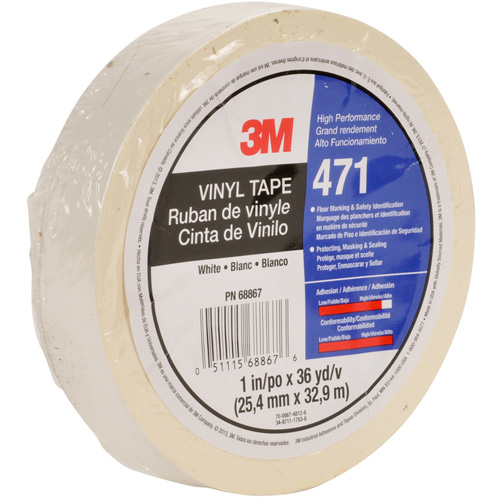 Ruban en vinyle 471, 12 mm (1/2") la x 32,9 m (108') lo, 5,3 mils, Blanc Distribution Jean Lapalme