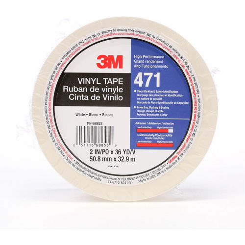 Ruban en vinyle 471, 50,8 mm (2") la x 32,9 m (108') lo, 5,2 mils, Blanc Distribution Jean Lapalme