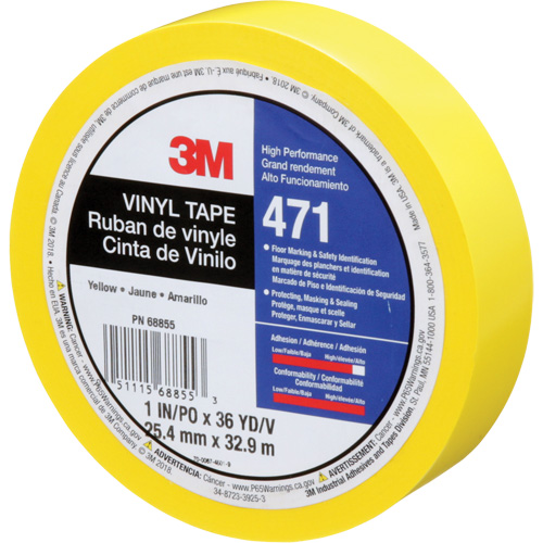 Ruban en vinyle 471, 25,4 mm (1") la x 32,9 m (108') lo, 5,2 mils, Jaune Distribution Jean Lapalme