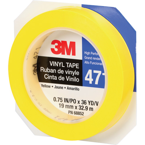 471 Vinyl Tape, 19 mm (3/4") W x 32.9 m (108') L, 5.3 mils, Yellow Distribution Jean Lapalme
