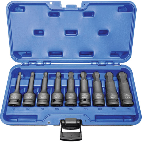 BNH-912M 1/2" Drive Metric Ball Nose Hex Impact Socket Set, Hex, 1/2" Drive, 9 Pcs Distribution Jean Lapalme
