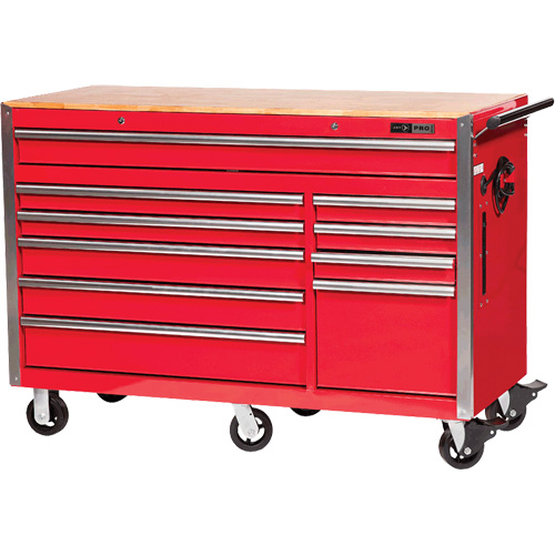PRC5610 Armoire &agrave; rouleaux s&eacute;rie Pro, 10 tiroirs, 55-9/10" la x 24-1/10" p x 39-7/10" h, Rouge Distribution Jean Lapalme