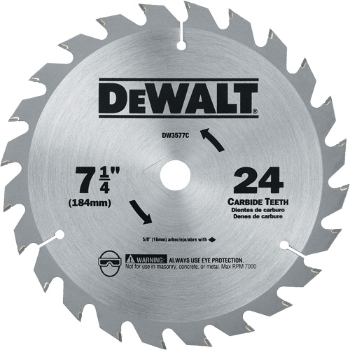 Lame de scie circulaire en carbure, 7-1/4", 24 dents Distribution Jean Lapalme