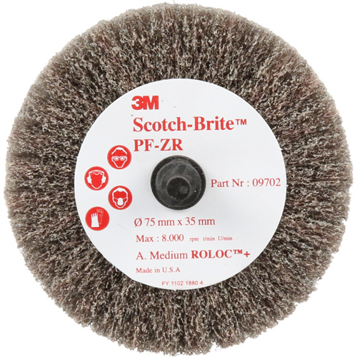 Scotch-Brite Roloc Cut & Polish Disc, Aluminum Oxide, Medium Grit, 3" x 1-3/8" x 1/4" Distribution Jean Lapalme