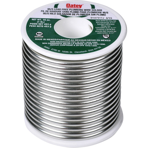 95/5 Plumbing Solder, Lead-Free, 95% Tin 5% Antimony, Solid Core, 0.3125" Dia. Distribution Jean Lapalme