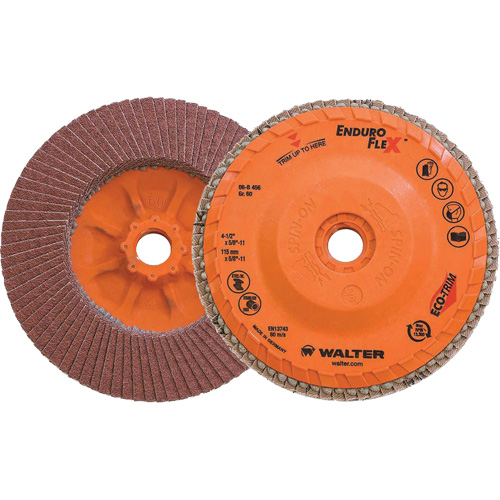 Disque &agrave; lamelles Enduro-Flex, 4-1/2" x 5/8"-11, Type 27, Grain 60, Alumine de zirconium Distribution Jean Lapalme