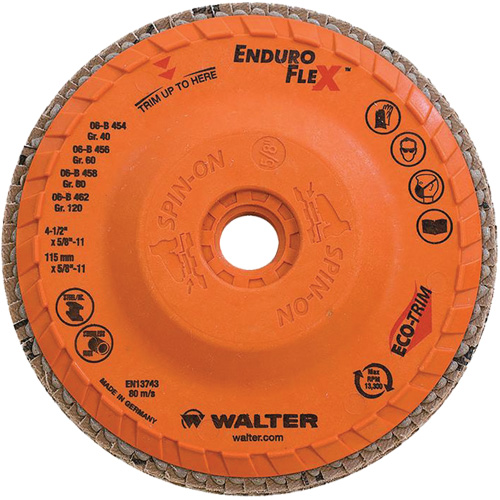 Enduro-Flex Flap Disc, 4-1/2" x 5/8"-11, Type 27, 120 Grit, Zirconia Alumina Distribution Jean Lapalme