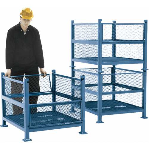 Conteneurs en m&eacute;tal grillag&eacute;, 2 panneaux repliables, Capacit&eacute; 2500 lb, 34,5" la x 40,5" p x 32,25" h Distribution Jean Lapalme