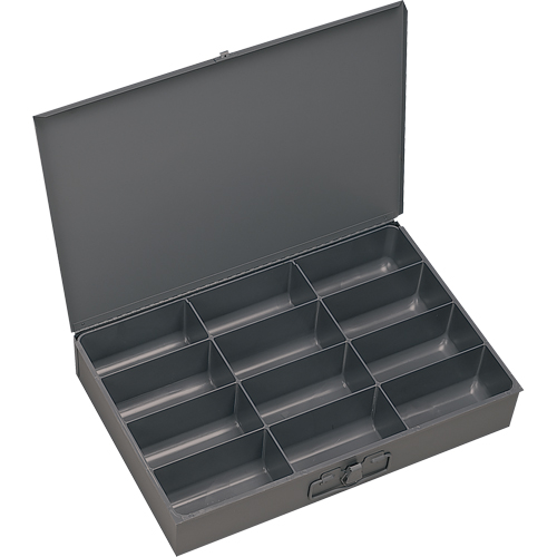 Compartment Scoop Boxes, Steel, 12 Slots, 18" W x 12" D x 3" H, Grey Distribution Jean Lapalme