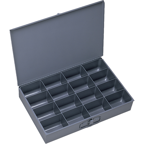 Compartment Scoop Boxes, Steel, 16 Slots, 18" W x 12" D x 3" H, Grey Distribution Jean Lapalme