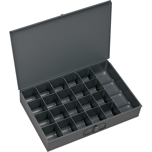 Boîtes &agrave; fond courb&eacute;, Acier, 21 compartiments, 18" la x 12" p, 3" h, Gris Distribution Jean Lapalme